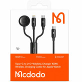 کابل شارژ سه کاره 1.2 متری فست و شارژر وایرلس Mcdodo مدل CA-494 100W - مشکی