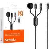 کابل شارژ سه کاره 1.2 متری فست و شارژر وایرلس Mcdodo مدل CA-494 100W - مشکی